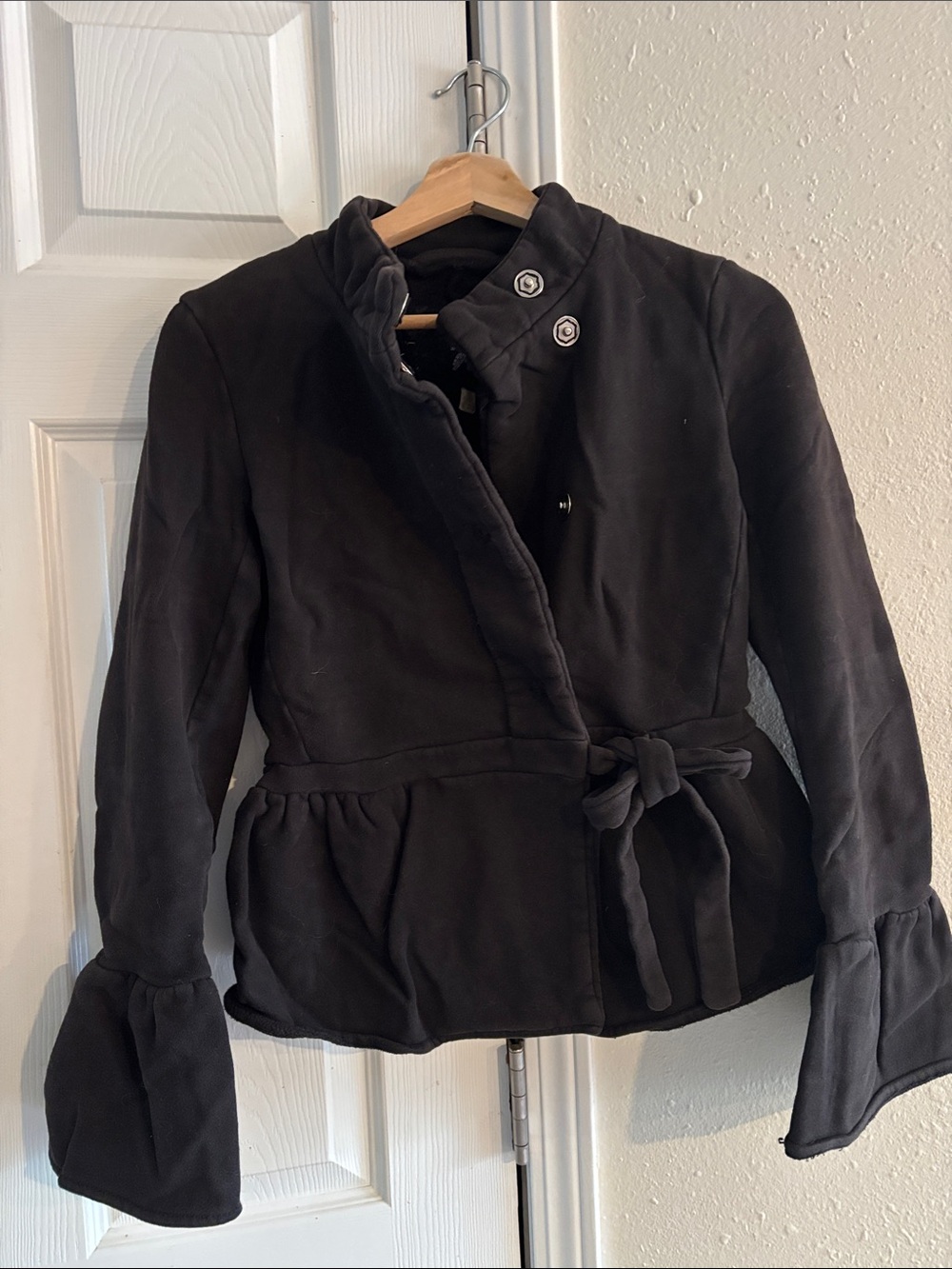 Twill Twenty Two Black Belted Peplum Jacket